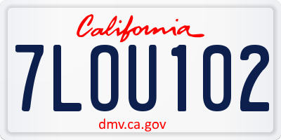 CA license plate 7LOU102