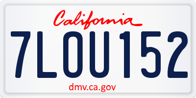 CA license plate 7LOU152