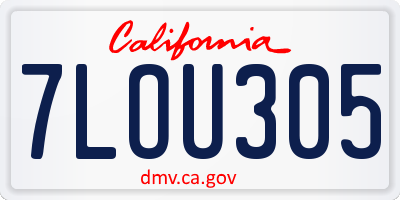 CA license plate 7LOU305