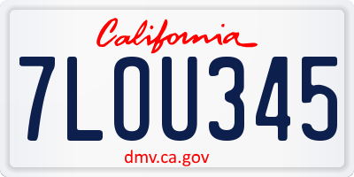 CA license plate 7LOU345