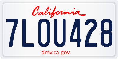 CA license plate 7LOU428