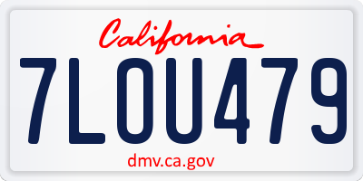CA license plate 7LOU479