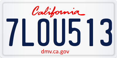 CA license plate 7LOU513