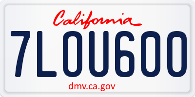 CA license plate 7LOU600
