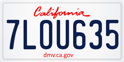 CA license plate 7LOU635