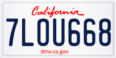 CA license plate 7LOU668