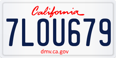 CA license plate 7LOU679