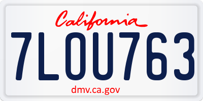 CA license plate 7LOU763