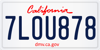 CA license plate 7LOU878