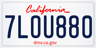 CA license plate 7LOU880