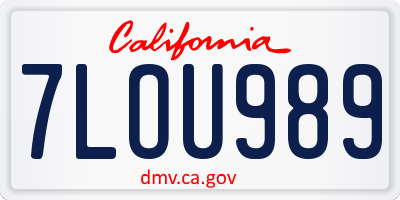 CA license plate 7LOU989