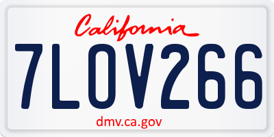CA license plate 7LOV266