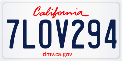 CA license plate 7LOV294