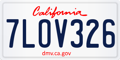 CA license plate 7LOV326