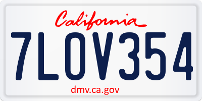 CA license plate 7LOV354