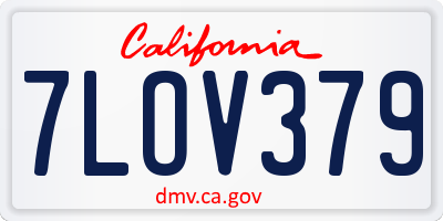 CA license plate 7LOV379
