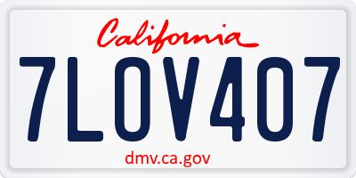 CA license plate 7LOV407