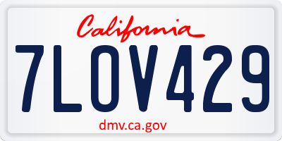 CA license plate 7LOV429
