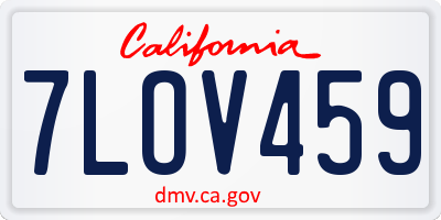 CA license plate 7LOV459