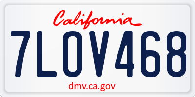CA license plate 7LOV468