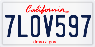 CA license plate 7LOV597