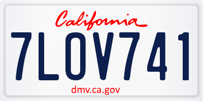 CA license plate 7LOV741