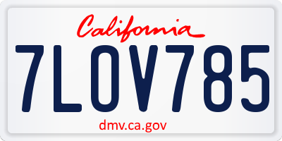 CA license plate 7LOV785