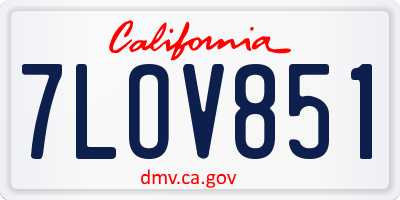 CA license plate 7LOV851