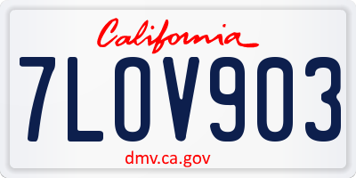CA license plate 7LOV903