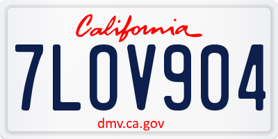 CA license plate 7LOV904