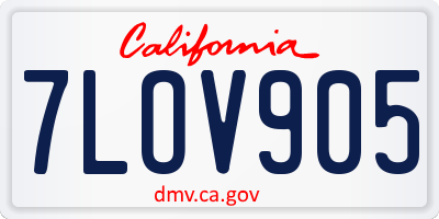 CA license plate 7LOV905