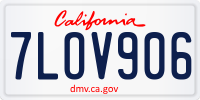 CA license plate 7LOV906