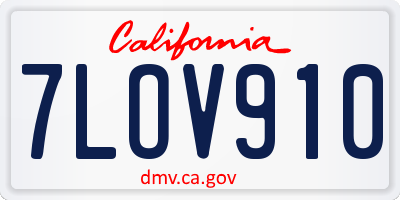 CA license plate 7LOV910