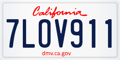 CA license plate 7LOV911