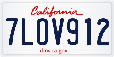 CA license plate 7LOV912