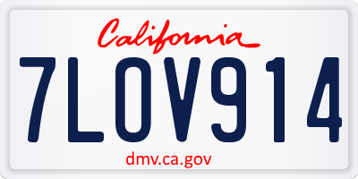 CA license plate 7LOV914