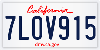 CA license plate 7LOV915