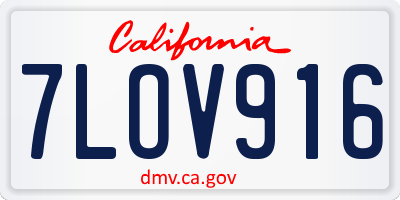 CA license plate 7LOV916
