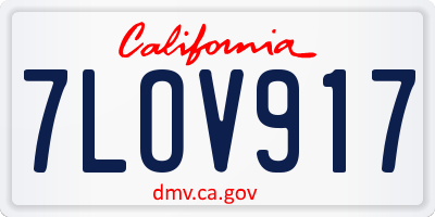 CA license plate 7LOV917