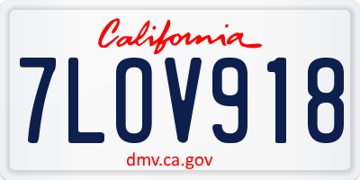 CA license plate 7LOV918