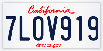 CA license plate 7LOV919