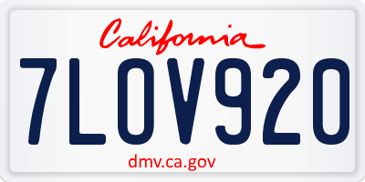 CA license plate 7LOV920