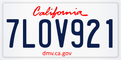CA license plate 7LOV921