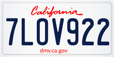 CA license plate 7LOV922