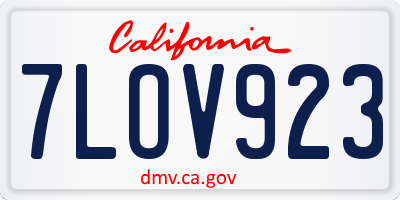 CA license plate 7LOV923
