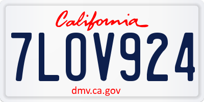 CA license plate 7LOV924