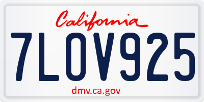 CA license plate 7LOV925