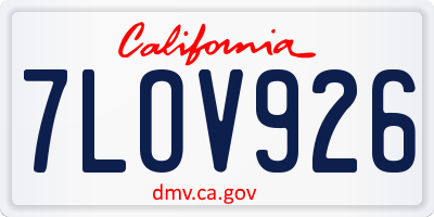CA license plate 7LOV926