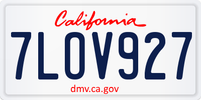 CA license plate 7LOV927