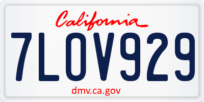 CA license plate 7LOV929
